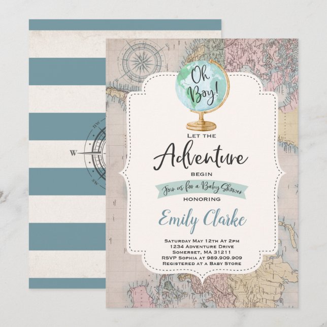Adventure Begins Baby Shower Einladung Karte Dusch (Vorne/Hinten)