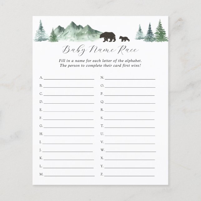 Adventure Begins Bear Baby Name Race (Vorderseite)