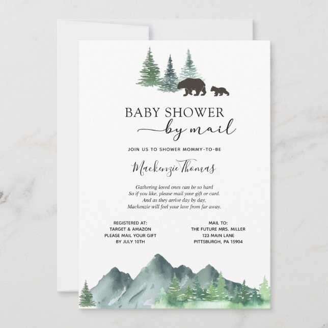 Adventure Begins Bear Baby Shower by Mail Einladung (Vorderseite)
