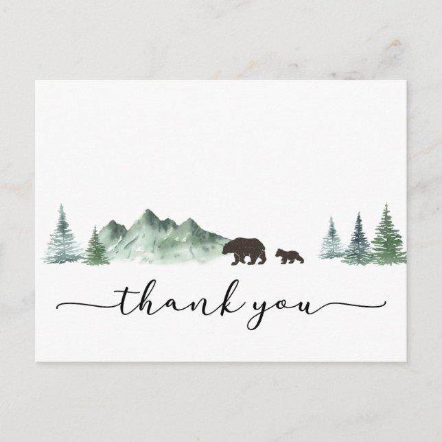 Adventure Begins Bear Baby Shower Danke Karte (Vorderseite)