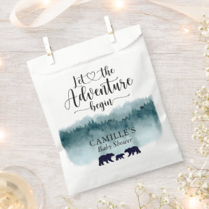 Adventure Begins Mountains Bears Baby Shower Geschenktütchen