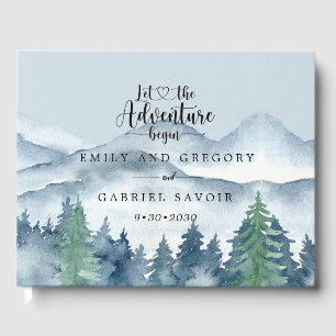 Adventure Begins Rustic Forest Wedding Guest Book Gästebuch