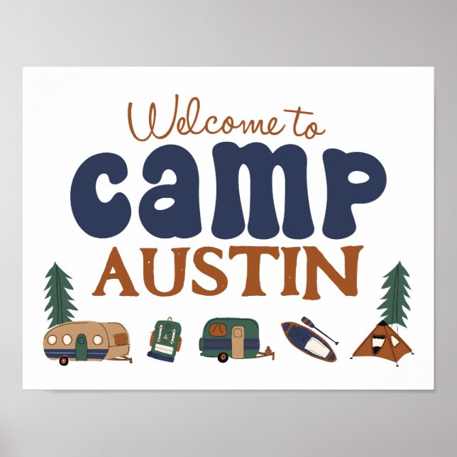 Adventure Birthday Custom Camp Sign Poster (Vorne)