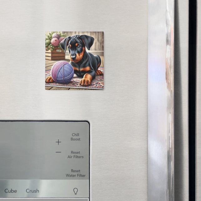 Adventure Black and Tan Puppy mit Garnball Magnet (In Situ (Kühlschrank))