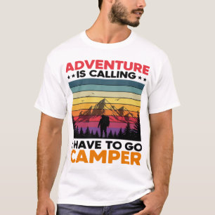 Adventure Camper Retro Mountain Camping Design T-Shirt