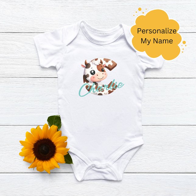 Adventure Cow Letter C Baby Outfit mit Individuell Strampler (Von Creator hochgeladen)