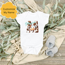 Adventure Cow Letter M Baby Outfit mit Individuell