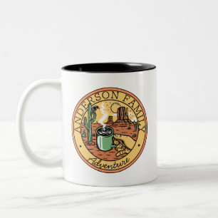 Adventure Custom Family Monogram Kaffee Zweifarbige Tasse