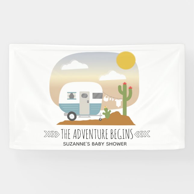 Adventure Desert Camper Blue Baby Shooting Banner (Horizontal)
