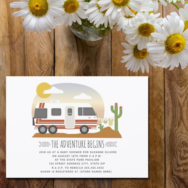 Adventure Desert Vintag RV Neutral Baby Shower Einladung (Von Creator hochgeladen)