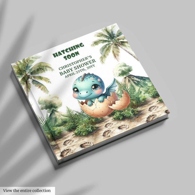 Adventure Dinosaur Baby Boy Guest Book Gästebuch (Adorable Watercolor Dinosaur Baby Boy Guest Book)
