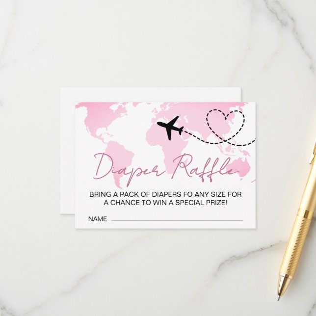 Adventure erwartet Baby Shower Diaper Raffle Begleitkarte (Vorderseite/Rückseite Beispiel)