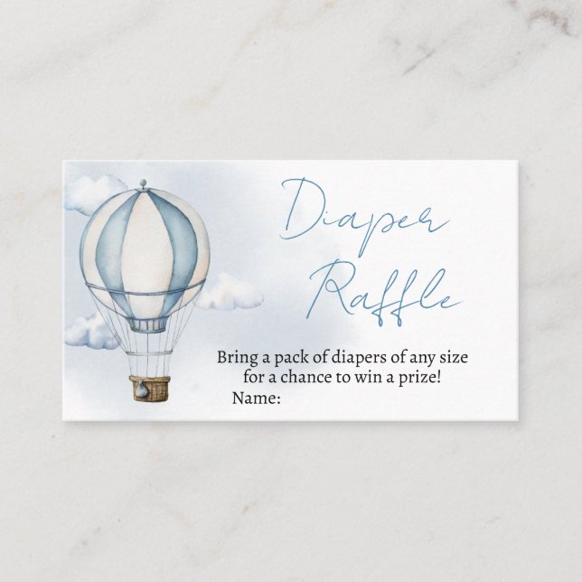 Adventure erwartet Baby Shower Diaper Raffle Visitenkarte (Vorderseite)