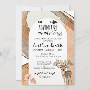 Adventure erwartet Baby Shower Woodland Deer Einladung