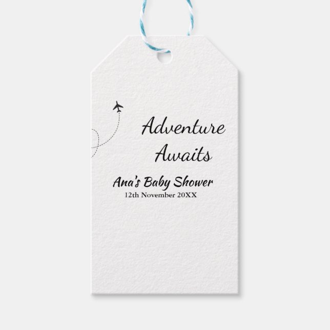Adventure erwartet Babydusche hinzufügen Name Datu Geschenkanhänger (Vorderseite)