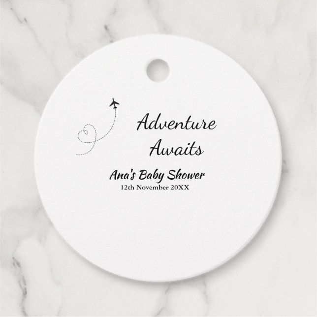 Adventure erwartet Babydusche hinzufügen Name Datu Geschenkanhänger (Vorderseite)