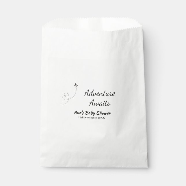 Adventure erwartet Babydusche hinzufügen Name Datu Geschenktütchen (Vorderseite)