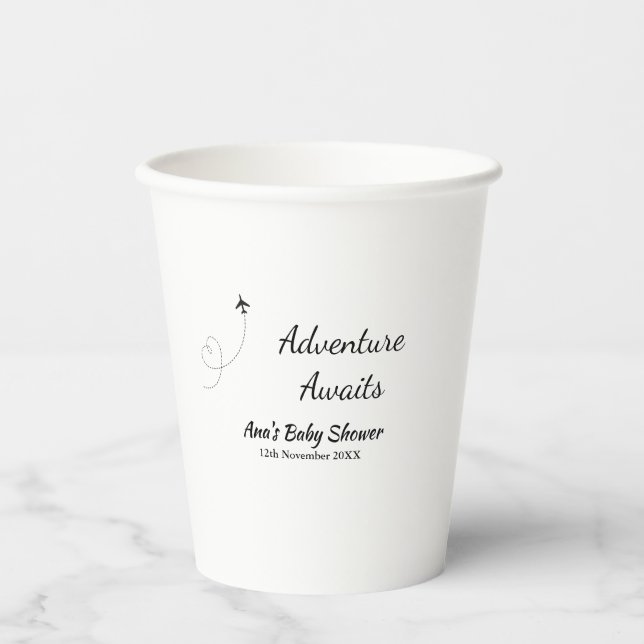 Adventure erwartet Babydusche hinzufügen Name Datu Pappbecher (Vorderseite)