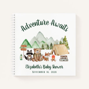 Adventure erwartet Camping Baby Shower Gästebuch Notizbuch
