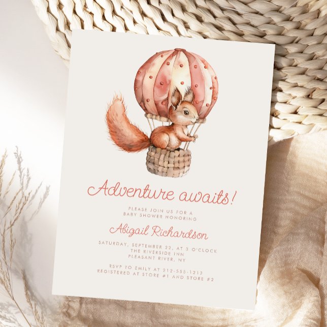 Adventure erwartet Niedliche Squirrel Balloon Baby Postkarte (Von Creator hochgeladen)