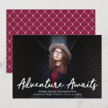 Adventure erwartet Script Burgundy Foto Abschluss