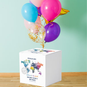 Adventure erwartet World Map Travel Baby Shower Geschenkschachtel