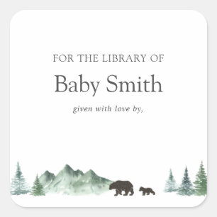 Adventure fängt Baby Shower Library Square an Quadratischer Aufkleber