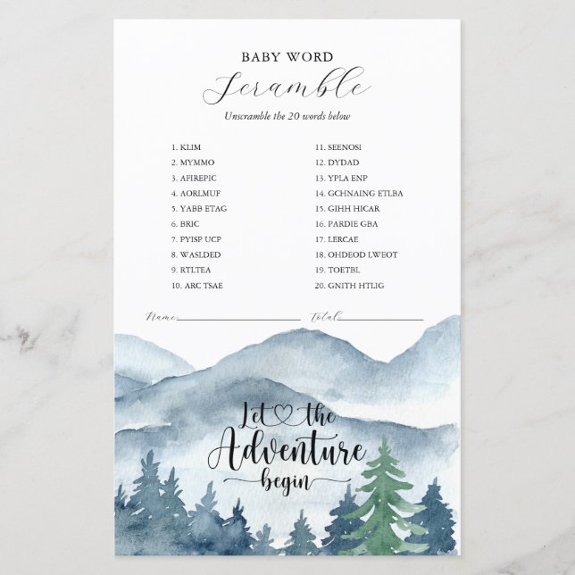 Adventure fängt Forest Baby Shower Game an (Vorderseite)