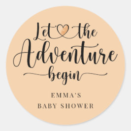 Adventure fängt Pink Heart Baby Shower an Runder Aufkleber