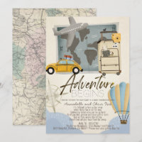 Adventure fängt Travel Map Baby Shower by Mail an