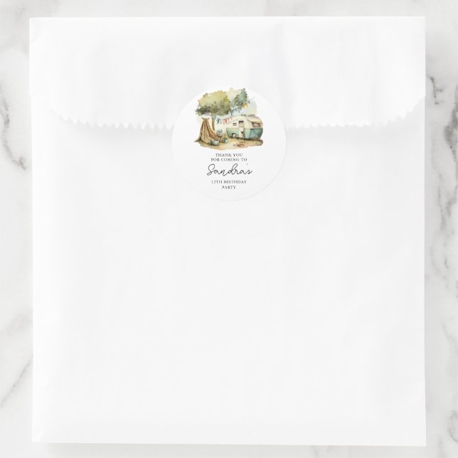 Adventure Forest Camper Geburtstag Runder Aufkleber (Tasche)