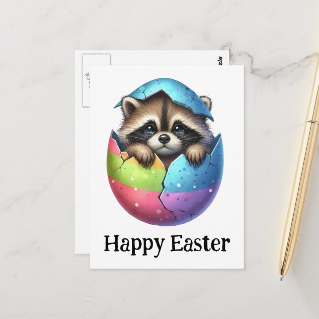 Adventure Funny Niedlich East Raccoon Postkarte (Vorderseite/Rückseite Beispiel)