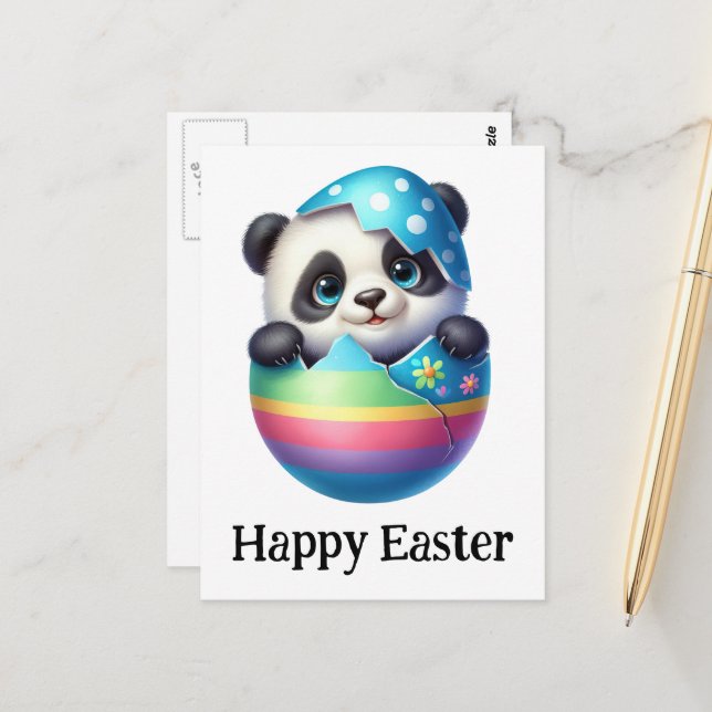 Adventure Funny Niedlich Easter Baby Panda Postkarte (Vorderseite/Rückseite Beispiel)