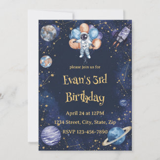 Adventure Galaxy Birthday Invitation | Astronaut Einladung