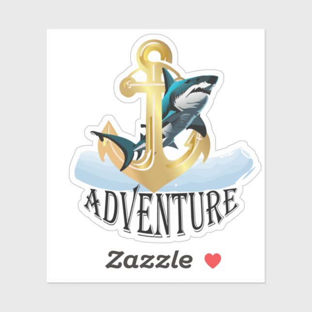 Adventure Golden Boat Anchor Great White Shark Aufkleber (Blatt)