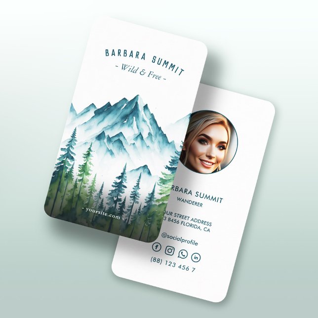 Adventure Guide Outdoor Mountain Pine Forest Visitenkarte (Von Creator hochgeladen)