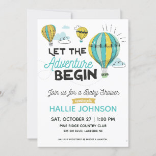 Adventure Hot Air Balloon Douche Invitation