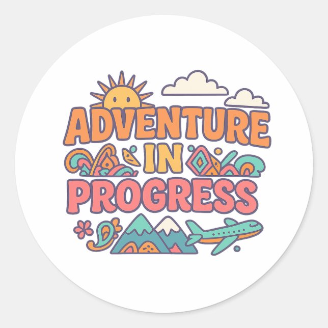 Adventure in Progress Travel Sticker (Vorderseite)
