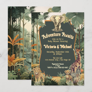 Adventure Jungle Animals Baby Dusche Einladung