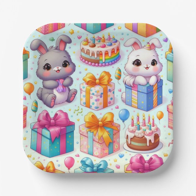 Adventure Kids Bunny Birthday Party Teller (Vorderseite)