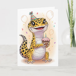 Adventure Leopard Gecko Birthday Card Karte