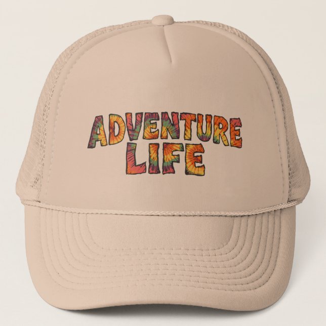 Adventure Life Tie Dye Explore More Outdoors Hiker Truckerkappe (Vorderseite)