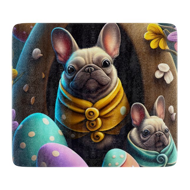 Adventure Mops mit Ostereiern Ein festlicher und N Schneidebrett (Vorderseite)
