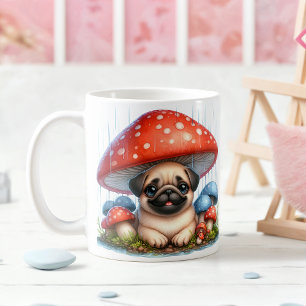 Adventure Mops Puppy under Mushroom Regenschirm Kaffeetasse