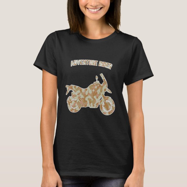 Adventure Motorcycle Biker Off Road Rider Camoufla T-Shirt (Vorderseite)