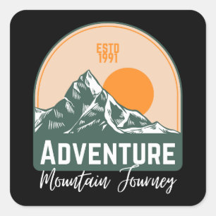 Adventure Mountain Journey Quadratischer Aufkleber