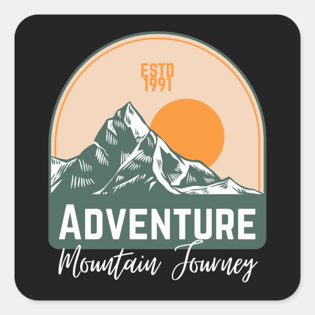 Adventure Mountain Journey Quadratischer Aufkleber (Vorderseite)