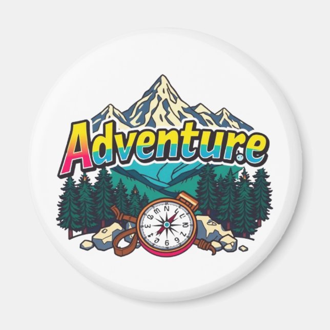 Adventure Mountain – Outdoor Hiking Nature Design  Magnet (Vorne)