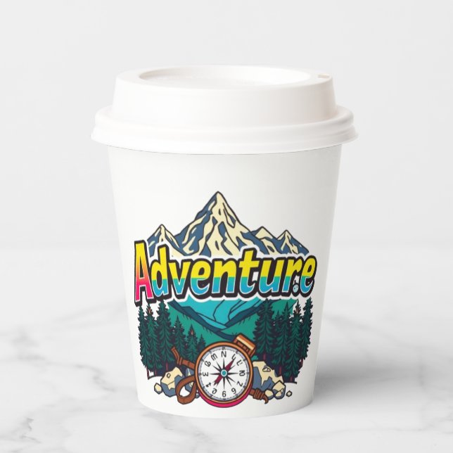 Adventure Mountain – Outdoor Hiking Nature Design  Pappbecher (Vorderseite)