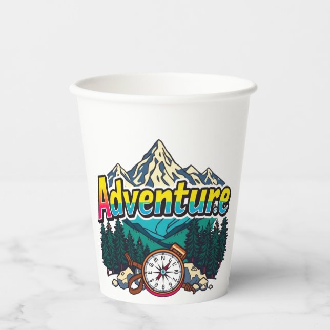 Adventure Mountain – Outdoor Hiking Nature Design  Pappbecher (Vorderseite)